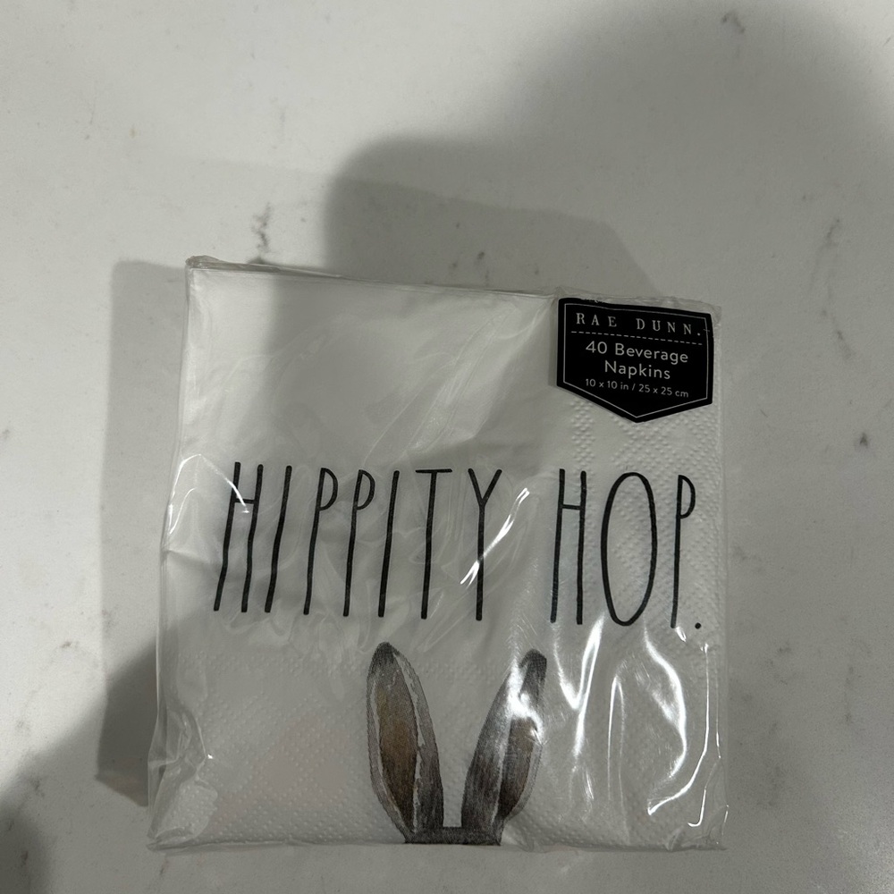 Rae Dunn White 'Hippity Hop' Beverage Napkins with Bunny Ears